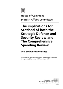 The Implications for Scotland of Both the Strategic Defence and Security Review and the Comprehensive Spending Review