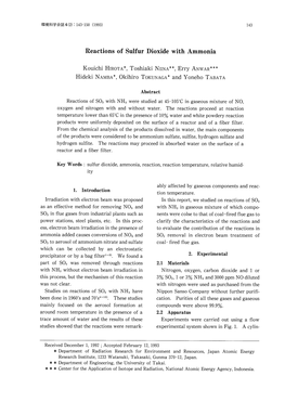 Reactions of Sulfur Dioxide with Ammonia