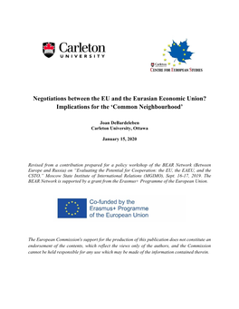 Negotiations Between the EU and the Eurasian Economic Union? Implications for the ‘Common Neighbourhood’