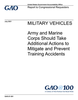 GAO-21-361, Military Vehicles: Army and Marine Corps Should Take