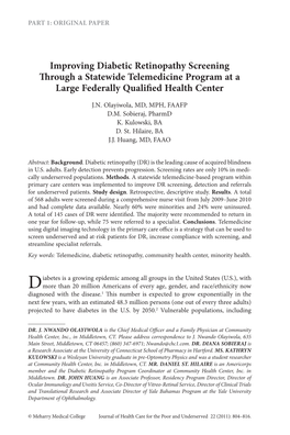 Improving Diabetic Retinopathy Screening Through a Statewide Telemedicine Program at a Large Federally Qualified Health Center