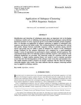 Application of Subspace Clustering in DNA Sequence Analysis