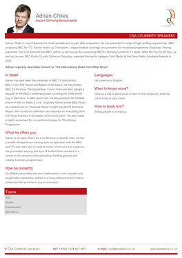 Adrian Chiles Speaker Profile