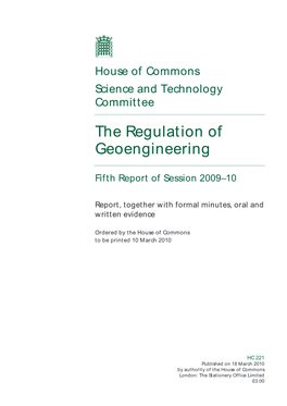 The Regulation of Geoengineering