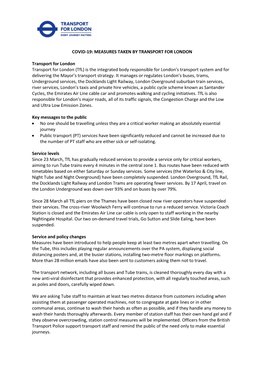 Measures Taken by Transport for London