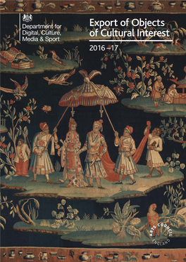 Export of Objects of Cultural Interest 2016-17