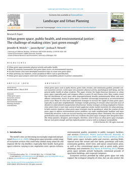 Urban Green Space, Public Health, and Environmental Justice