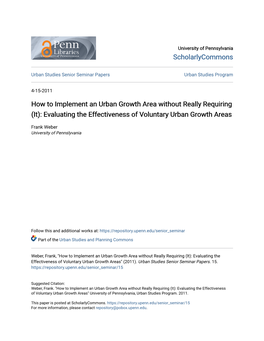 How to Implement an Urban Growth Area Without Really Requiring (It): Evaluating the Effectiveness of Voluntary Urban Growth Areas