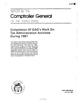 GGD-82-82 Compilation of GAO Work on Tax Administration Activities During 1981