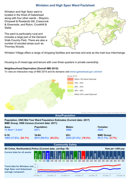 Winlaton and High Spen Ward Factsheet