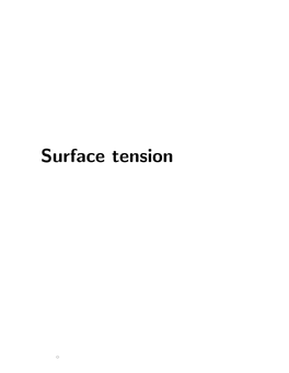 Surface Tension