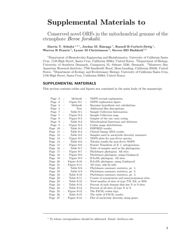 Supplemental Materials to Conserved Novel Orfs in the Mitochondrial Genome of the Ctenophore Beroe Forskalii