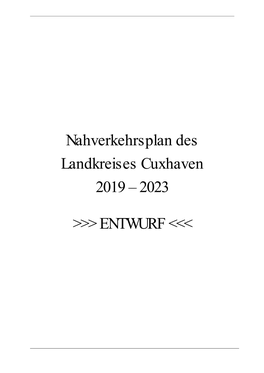 Nahverkehrsplan Des Landkreises Cuxhaven 2019