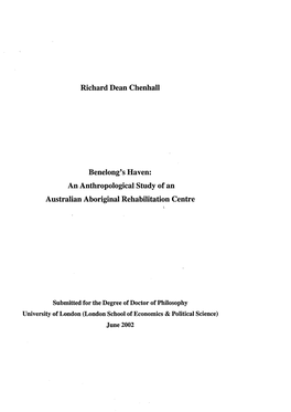 An Anthropological Study of an Australian Aboriginal Rehabilitation Centre