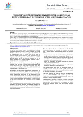 The Importance of Sukuk in the Development of Economy: As an Example of Its Impact on the Income of the Malaysian Population