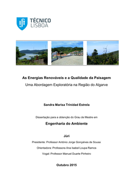 Energias Renováveis E a Qualidade Da Paisagem Uma Abordagem Exploratória Na Região Do Algarve