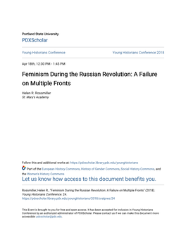 Feminism During the Russian Revolution: a Failure on Multiple Fronts