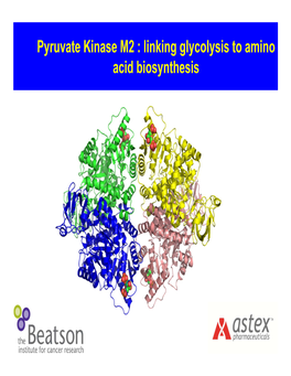Pyruvate Kinase M2 : Linking Glycolysis to Amino Acid Biosynthesis Disclosure Information 2012 AACR Annual Meeting