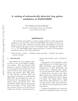 A Catalog of Automatically Detected Ring Galaxy Candidates in Panstarrs