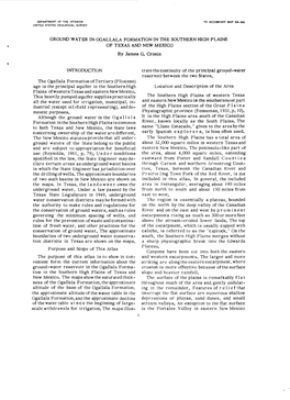 GROUND WATER in OGALLALA FORMATION in the SOUTHERN HIGH PLAINS of TEXAS and NEW MEXICO by James G