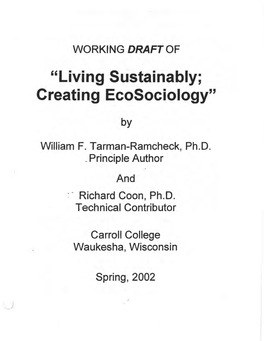 "Living Sustainably; Creating Ecosociology"