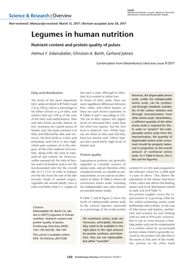 Legumes in Human Nutrition