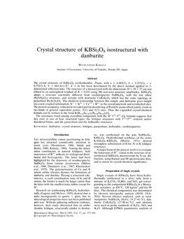 Crystal Structure of Kbsi30g Isostructural with Danburite