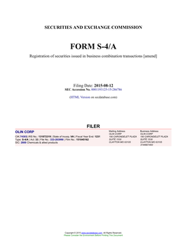 OLIN CORP Form S-4/A Filed 2015-08-12