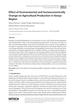 Effect of Environmental and Socioeconomically Change On