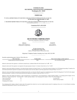 3D SYSTEMS CORPORATION (Exact Name of Registrant As Specified in Its Charter) ______Delaware 95-4431352 (State Or Other Jurisdiction of (I.R.S