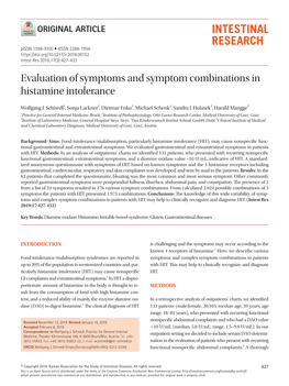 Evaluation of Symptoms and Symptom Combinations in Histamine Intolerance