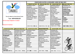 Parcours Dates & Horaires Mois De