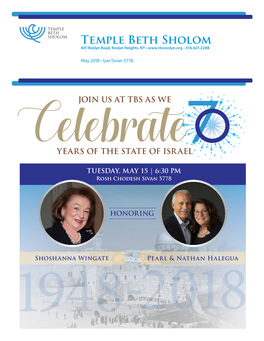 Temple Beth Sholom 401 Roslyn Road, Roslyn Heights, NY • • 516.621.2288