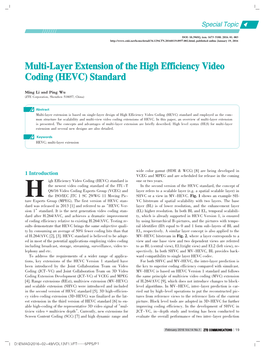 Multi⁃Layer Extension of the High Efficiency Video Coding (HEVC) Standard