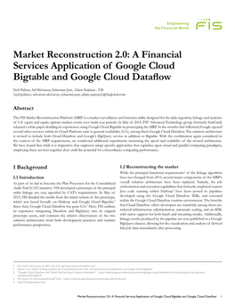 Market Reconstruction 2.0: a Financial Services Application of Google Cloud Bigtable and Google Cloud Dataflow