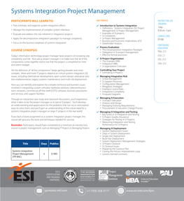 Systems Integration Project Management