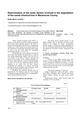 Determination of the Biotic Factors Involved in the Degradation of the Sweet Chestnut-Tree in Maramures County