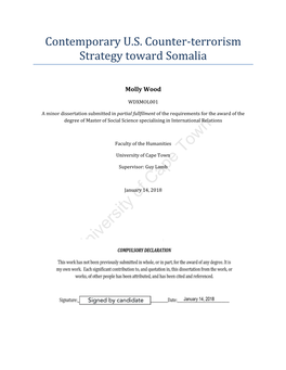 Contemporary US Counter-Terrorism Strategy Toward Somalia