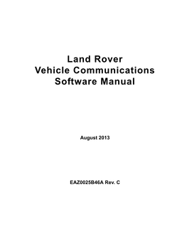 Land Rover Vehicle Communications Software Manual