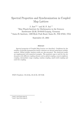 Spectral Properties and Synchronization in Coupled Map Lattices