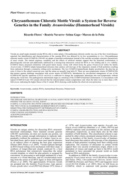 Chrysanthemum Chlorotic Mottle Viroid: a System for Reverse Genetics in the Family Avsunviroidae (Hammerhead Viroids)