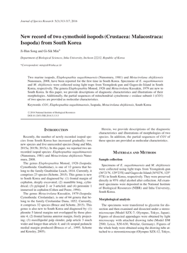 New Record of Two Cymothoid Isopods(Crustacea: Malacostraca: Isopoda) from South Korea