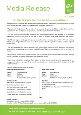 Election Forums to Hear from Candidates on Rural Issues