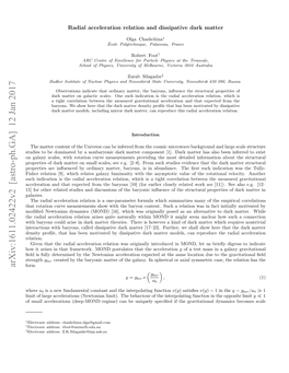 Radial Acceleration Relation and Dissipative Dark Matter