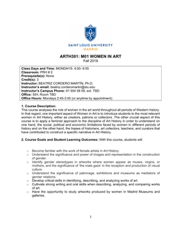 ARTH301: M01 WOMEN in ART Fall 2019