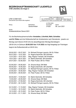 BEZIRKSHAUPTMANNSCHAFT LILIENFELD 3180 Lilienfeld, Am Anger 2