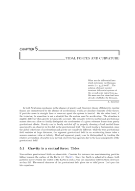 Chapter 5 Tidal Forces and Curvature