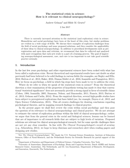 The Statistical Crisis in Science: How Is It Relevant to Clinical Neuropsychology?∗ 1. Introduction