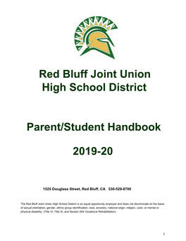 Red Bluff Joint Union High School District Parent/Student Handbook