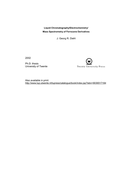 Liquid Chromatography/Electrochemistry/Mass Spectrometry of Ferrocene Derivatives